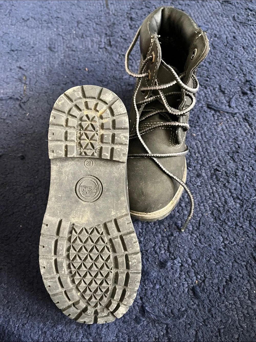 wonder nation Black Lace-Up Kids Work Boots